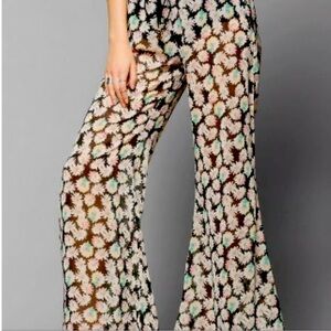 Band Of Gypsies Floral Sheer Flare Pants